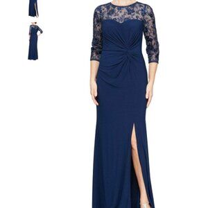 Alex Evenings Navy Blue Maxi Dress
